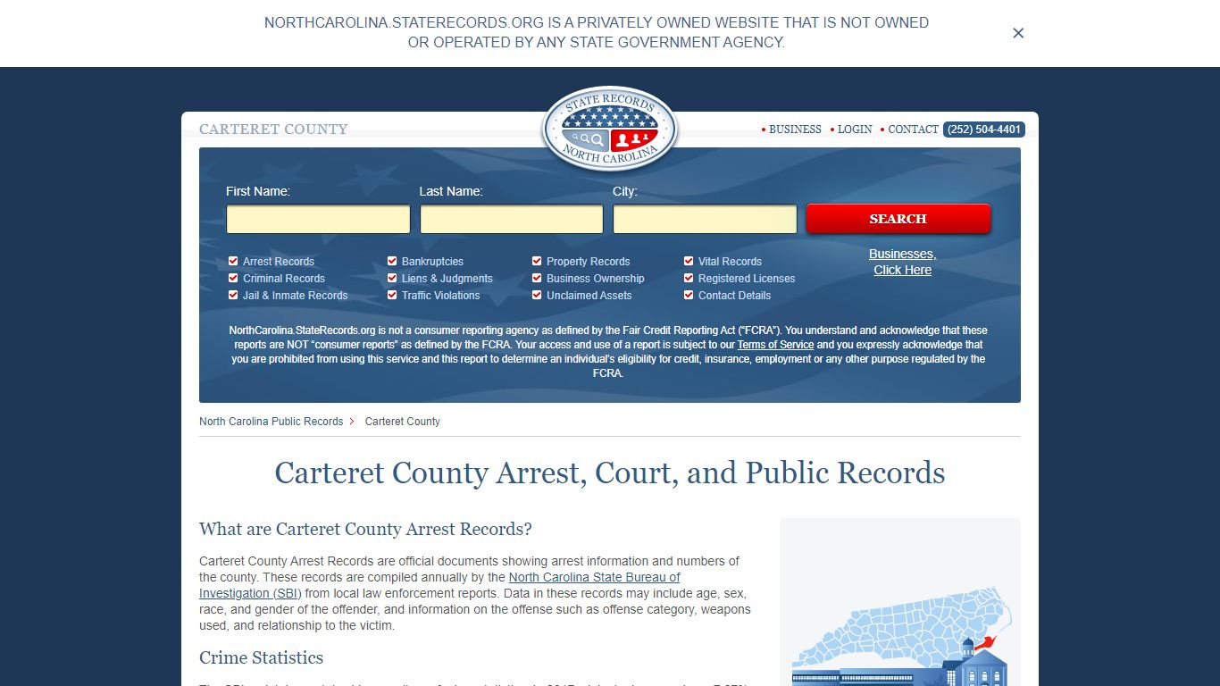 Carteret County Arrest, Court, and Public Records