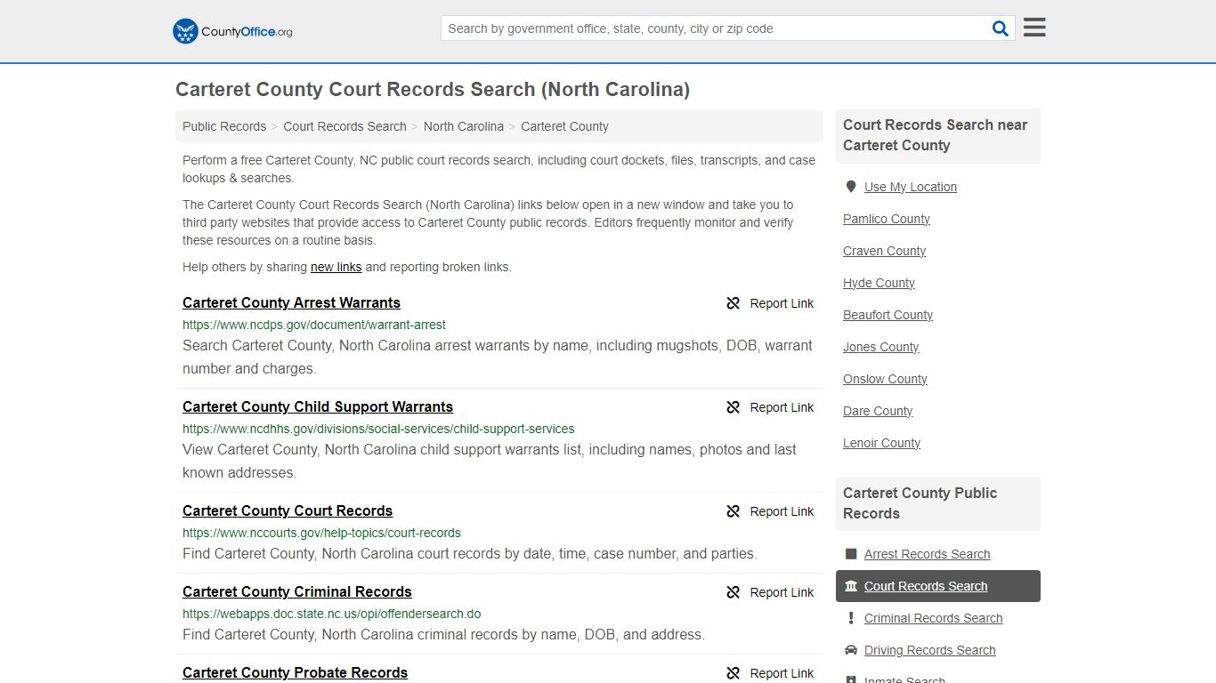 Carteret County Court Records Search (North Carolina) - County Office