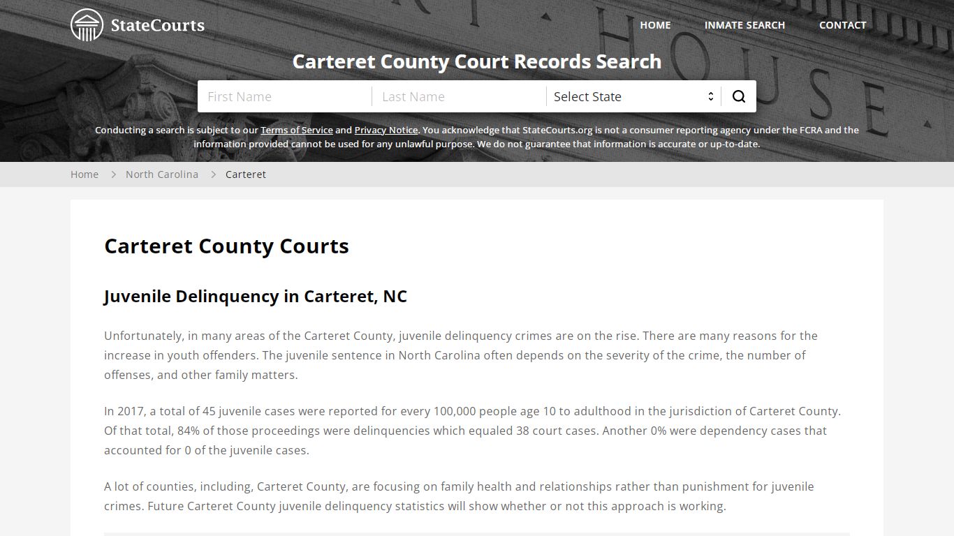 Carteret County, NC Courts - Records & Cases - StateCourts