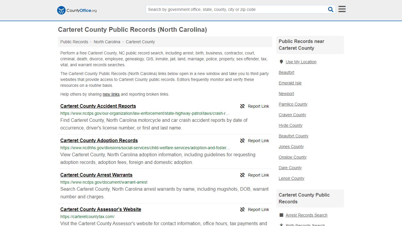 Carteret County Public Records (North Carolina) - County Office